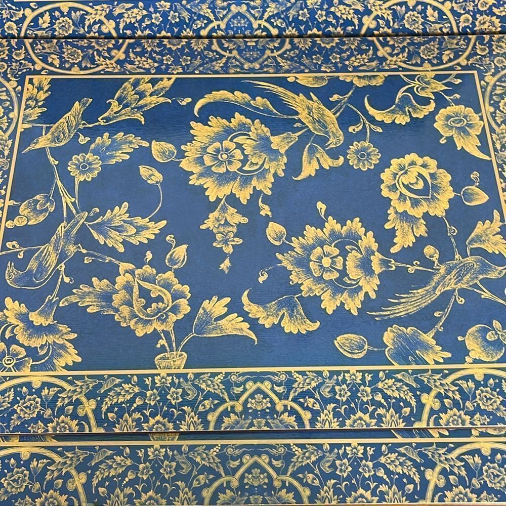 Metropolitan Museum of Art Placemats Royal Indian Floral Lapis Blue Set of 4 EUC